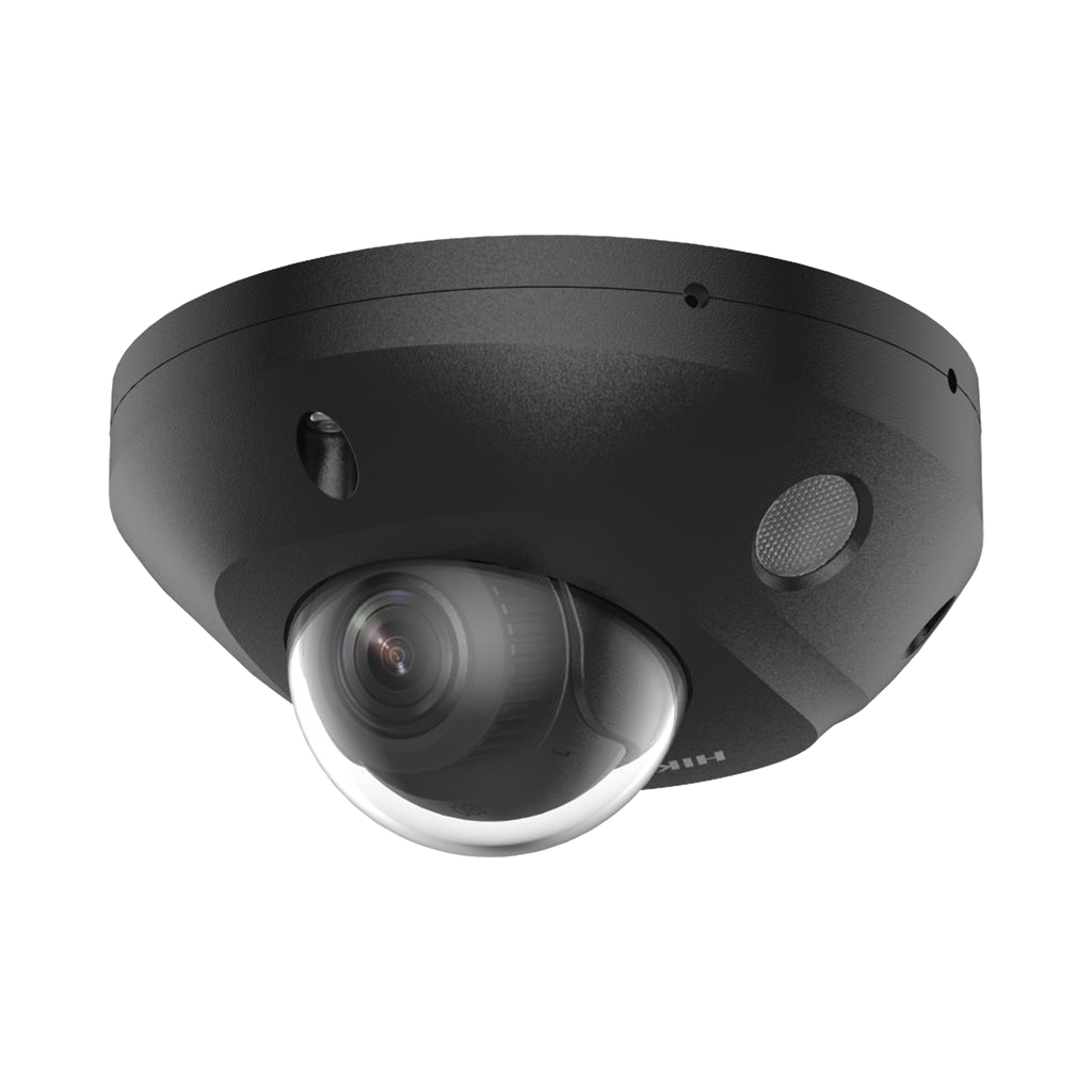 [Dual Light + 2 Microfonos Integrados] Mini Domo IP 4 Megapixel / Color Negro / Lente 2.8 mm / 30 mts Luz Blanca + 30 mts IR / ACUSENSE / Exterior IP67 / IK08 /  WDR 120 dB / PoE / ONVIF / Alarmas I/O / Micro SD / ACUSEARCH