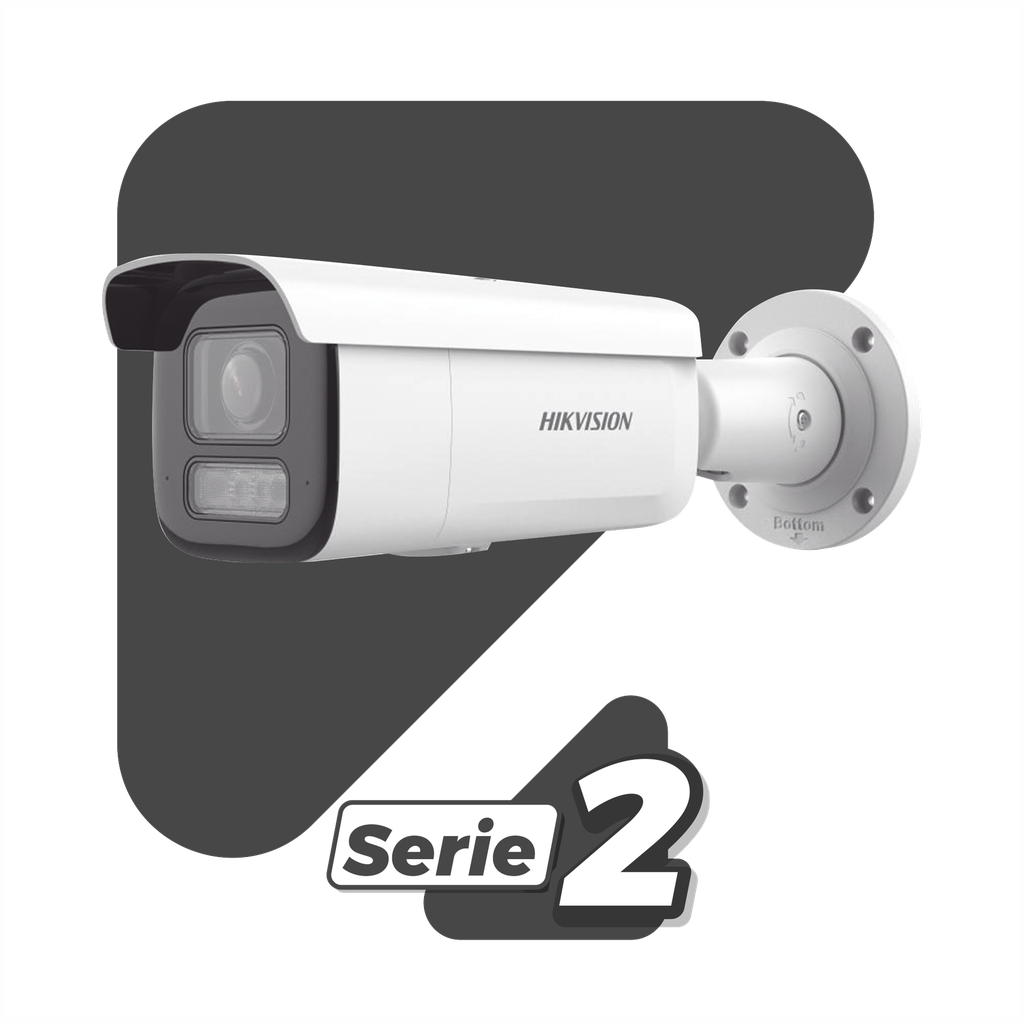 [Dual Light + 2 Microfonos Integrados] Bala IP 2 Megapixel / Lente Mot. 2.8 a 12 mm / 60 mts Luz Blanca + 60 mts IR / ACUSENSE / Exterior IP67 / IK10 / WDR 120 dB / PoE+  / Alarmas I/O / Micro SD / Metal / IK10 / ACUSEARCH