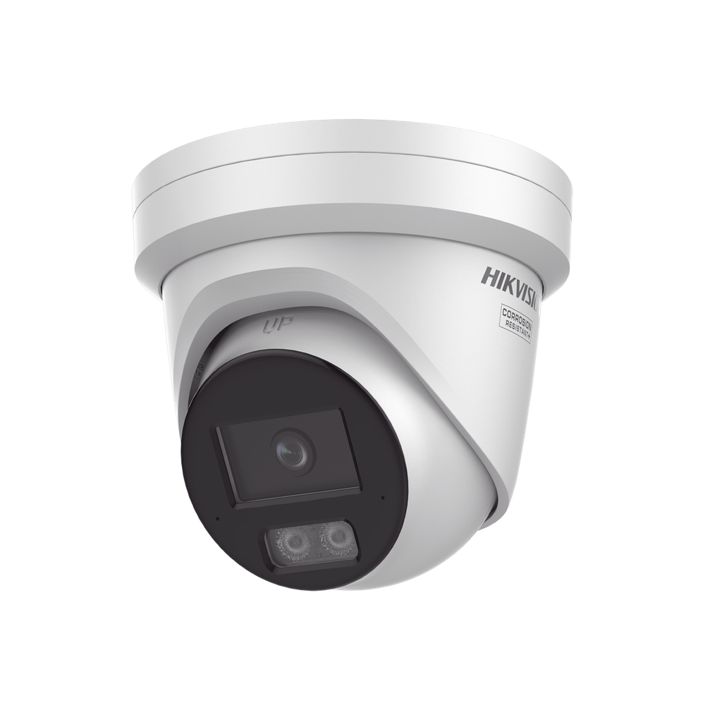 Turret IP 4 Megapixel / Imagen a color 24/7 / Lente 2.8 mm / Luz Blanca 40 mts / Exterior IP67 / Microfono Integrado / WDR 120 dB / Audio y Alarma / Onvif / MicroSD