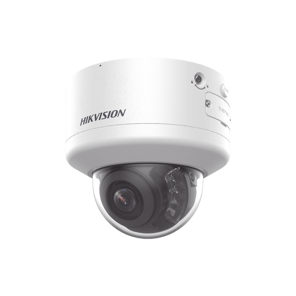 Domo IP 8 Megapixel (4K) / Lente Mot. 2.7 a 13.5 mm / 40 mts IR EXIR / Exterior IP66 / IK10 / DARKFIGHTER / Audio y Alarma I/O / PoE+ / ONVIF / Micro SD / 4 Analiticos: AcuSense, Deteccion Facial, Conteo de Personas por Cruce y Zona