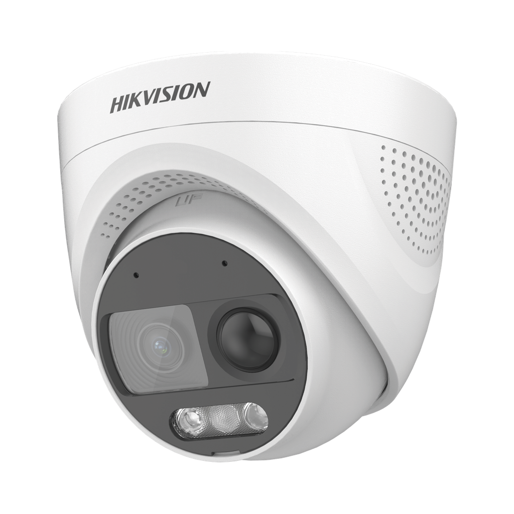 Turret TURBOHD 2 Megapixeles (1080p) / Imagen a color 24/7 / Lente 2.8 mm / Luz Blanca 20 mts / Exterior IP67 / WDR 130dB / Sensor PIR / Sirena Integrada / Estrobo ROJO - AZUL / Microfono Integrado