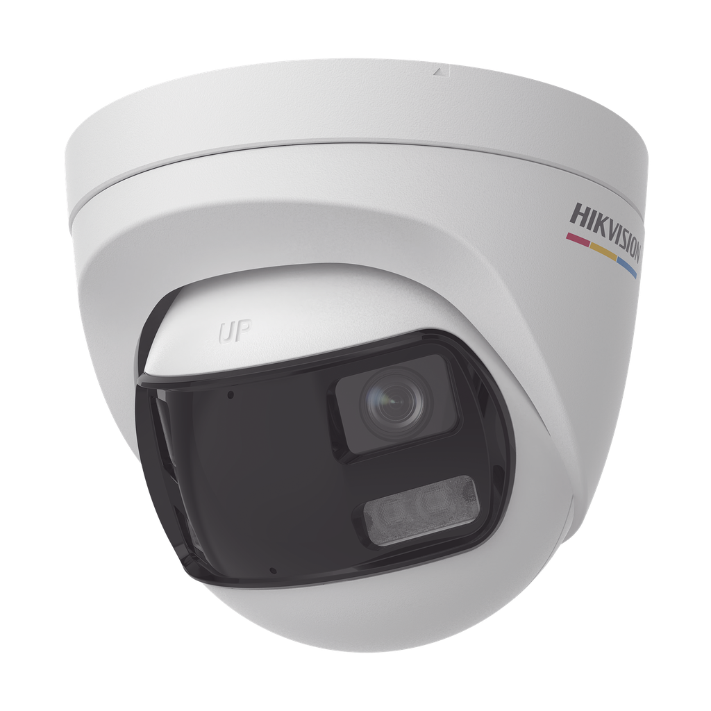[ColorVu + Panoramica + Dual Light] Turret TURBOHD 3K (5 Megapixel) / Micrófono Integrado / Visión 180° / Imagen a Color 24/7 / 40 mts Luz Blanca + 40 mts IR / Exterior IP67 / WDR - HIKVISION DS-2CE72KF3TP-DLS