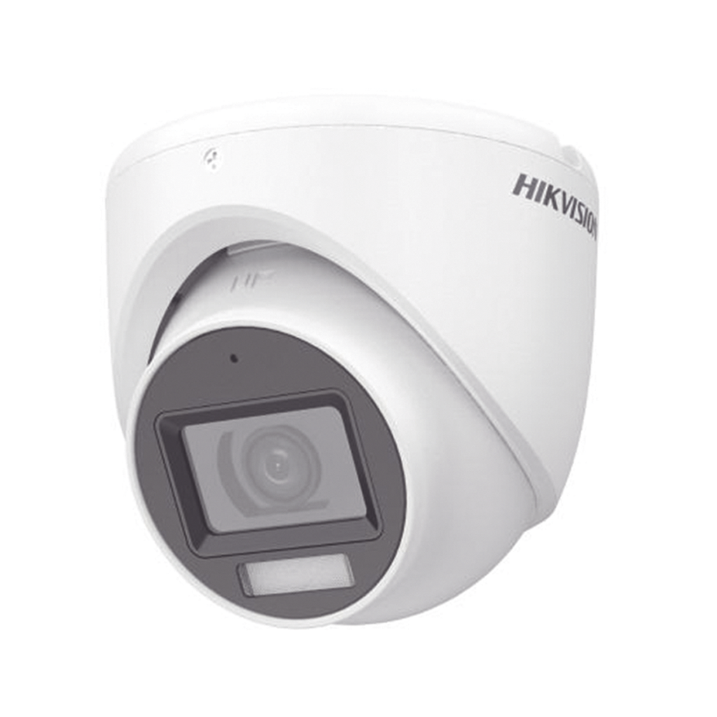 [Dual Light + ColorVu] Turret TURBOHD 3K (5 Megapixel) / Lente 2.8 mm / 30 mts IR + 20 mts Luz Blanca / Gran Angular 104.9° / Exterior IP67 / Micrófono Integrado / dWDR / 4 Tecnologías / Metal - HIKVISION DS-2CE76K0T-LMFS