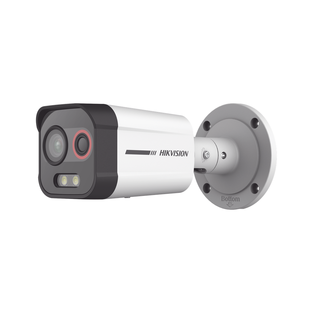 Cámara Bala IP Térmica y Óptica Biespectral / Análisis de Video (VCA) para Protección Perimetral / Clasifica Vehículo/Humano / Térmica 96 x 72 / Óptica 4 MP ColorVu / IP67 / Audio y Alarma Visual - HIKVISION DS-2TD2608-2-QA