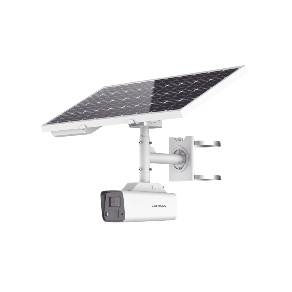 Kit Solar IP All in One / Cámara Bala ColorVu 4 Megapixel / Lente 4 mm / Panel Solar / Batería de Respaldo de Litio 23.2Ah (Hasta 24 Días) / Conexión 4G / Accesorios de Instalación - HIKVISION DS-2XS2T47G1-LDH-4G-C18S40