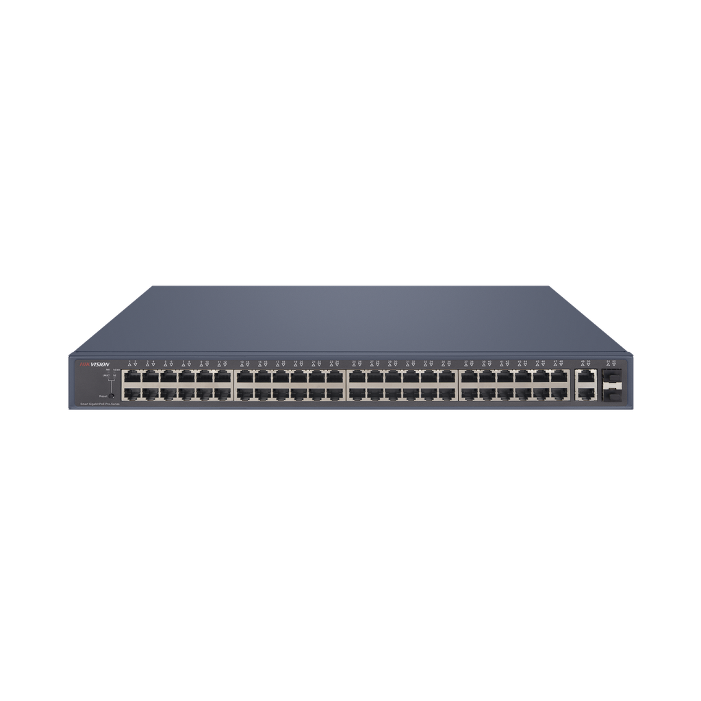 Switch PoE+ / Administrable / 48 Puertos 1000 Mbps PoE+ / 2 Puertos 1000 Mbps Uplink / 2 Puertos SFP / 470 Watts - HIKVISION DS-3E1552P-SI