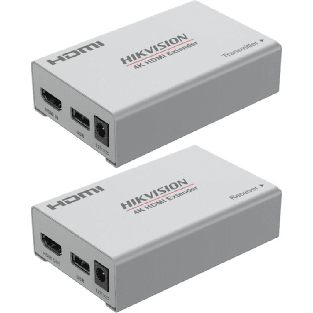 Kit Extensor de Video y Audio por HDMI en 4K / Hasta 120 Metros (30 Hz) y 60 Metros (60 Hz) de Distancia con Cat 6 / Cero Latencia - HIKVISION DS-52EX01HI-4K