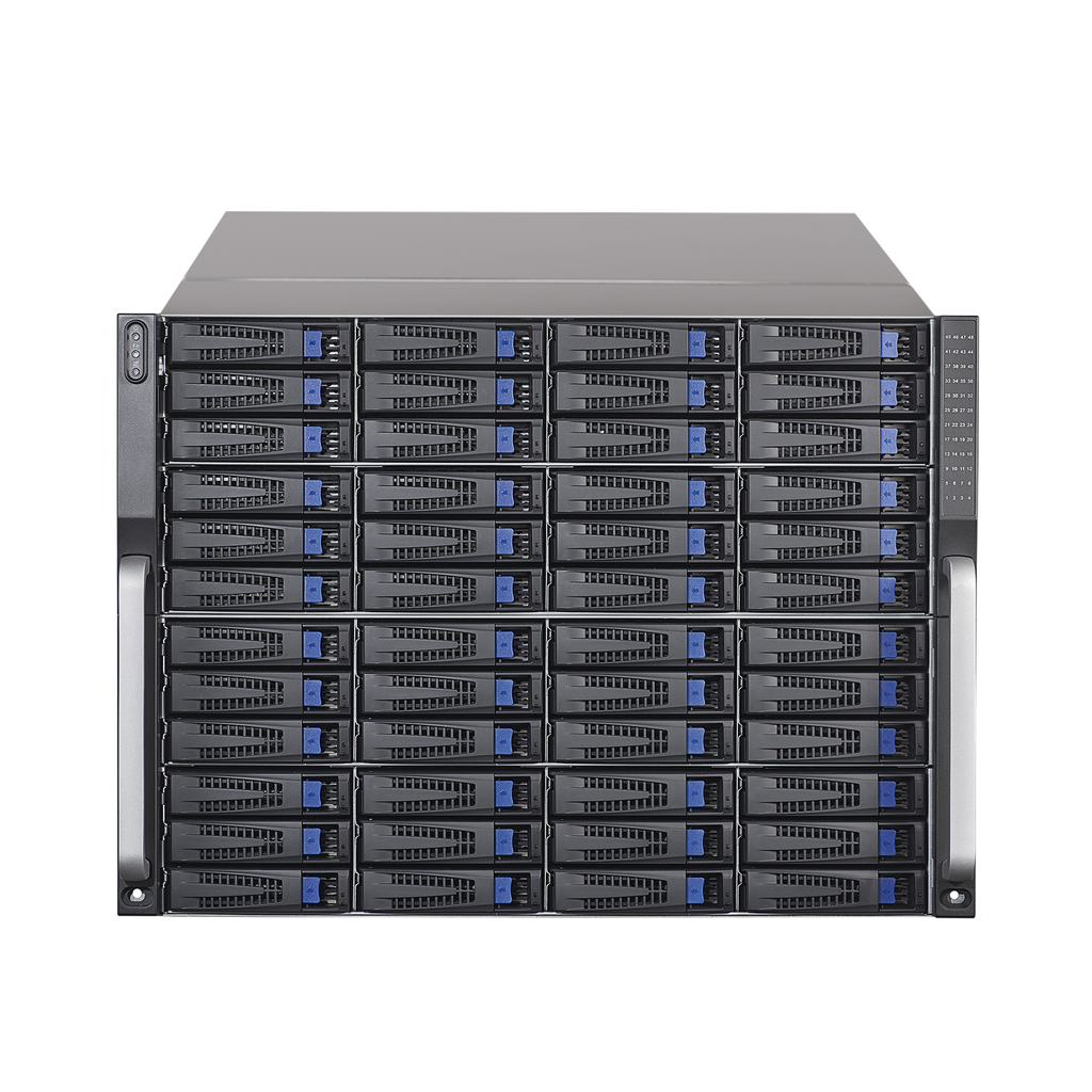 Servidor de Almacenamiento Cluster / 48 Bahias de Disco Duro / Controlador Simple / Graba 600 Canales IP / Fuente Redundante