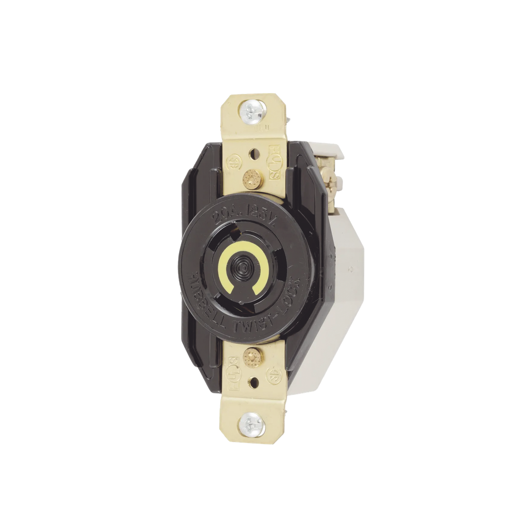 Recept·culo de Media Vuelta Industrial para Empotrar de 20 A 125 V CA 2 Polos 3 Hilos (NEMA L5-20R)