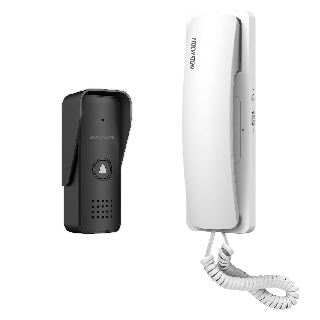 Kit de Audioportero Analógico a 2 Hilos / Apertura de 2 Puertas / Diferentes Tonos y Volúmenes de Timbre / Protección IP55 - HIKVISION DS-KIS103-US