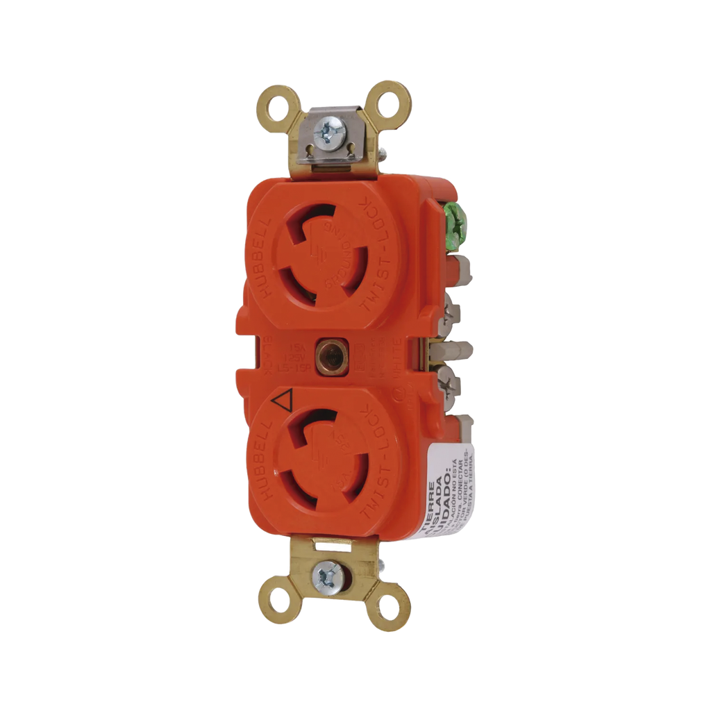 Recept·culo Duplex de Media Vuelta / 15 A 125 V CA / 2 Polos 3 Hilos / Nema L5-15R