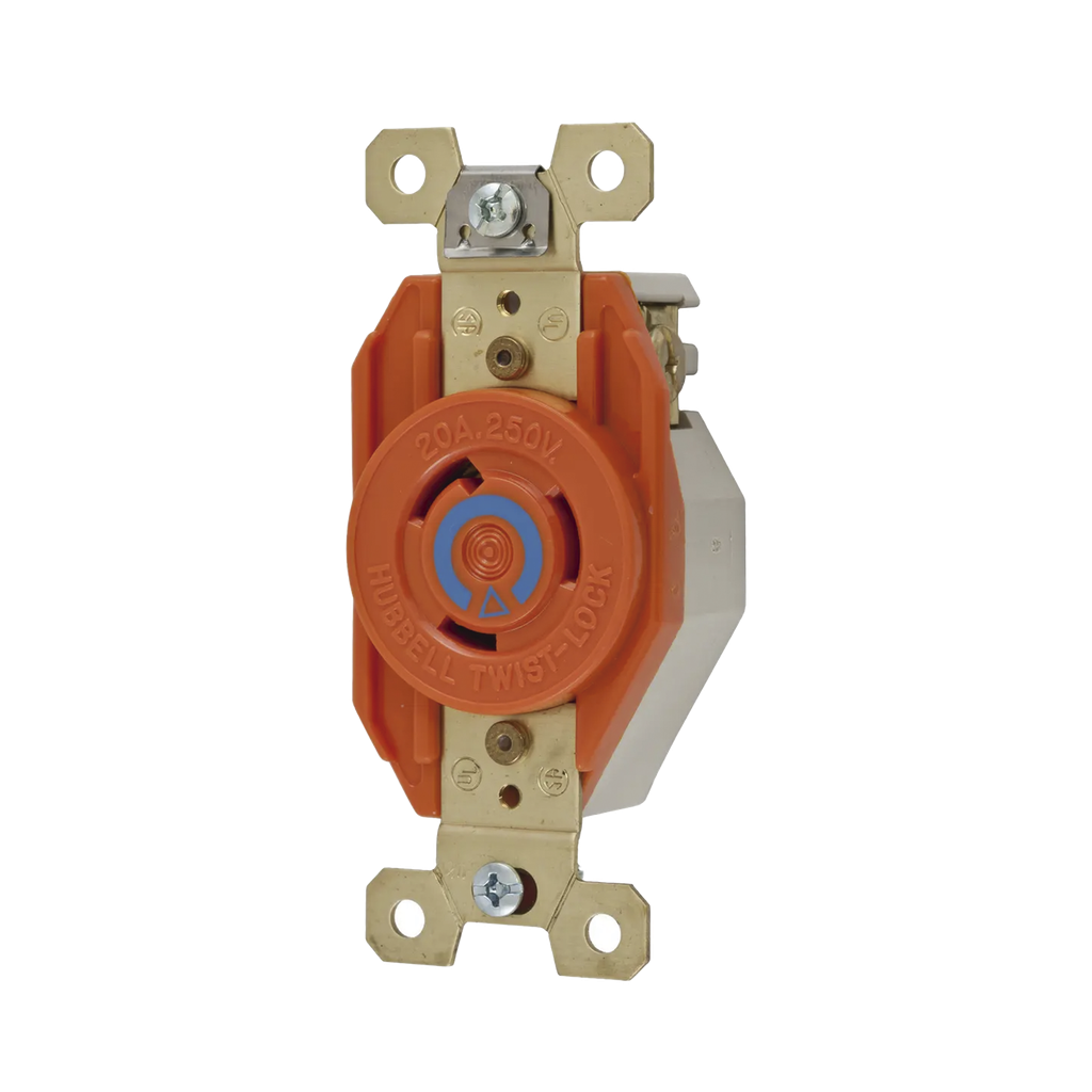 Receptáculo Sencillo de Media Vuelta / 20 A 250 V CA / 2 Polos 3 Hilos / Nema L6-20R - HUBBELL HUB-IG23-20