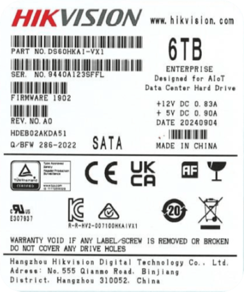 Disco Duro Enterprise para Videovigilancia 6TB / 7200 RPM / SATA 6 Gb/s / Cache 256 MB / Operacion 24x7 / Carga de Trabajo 550 TB por AÒo /