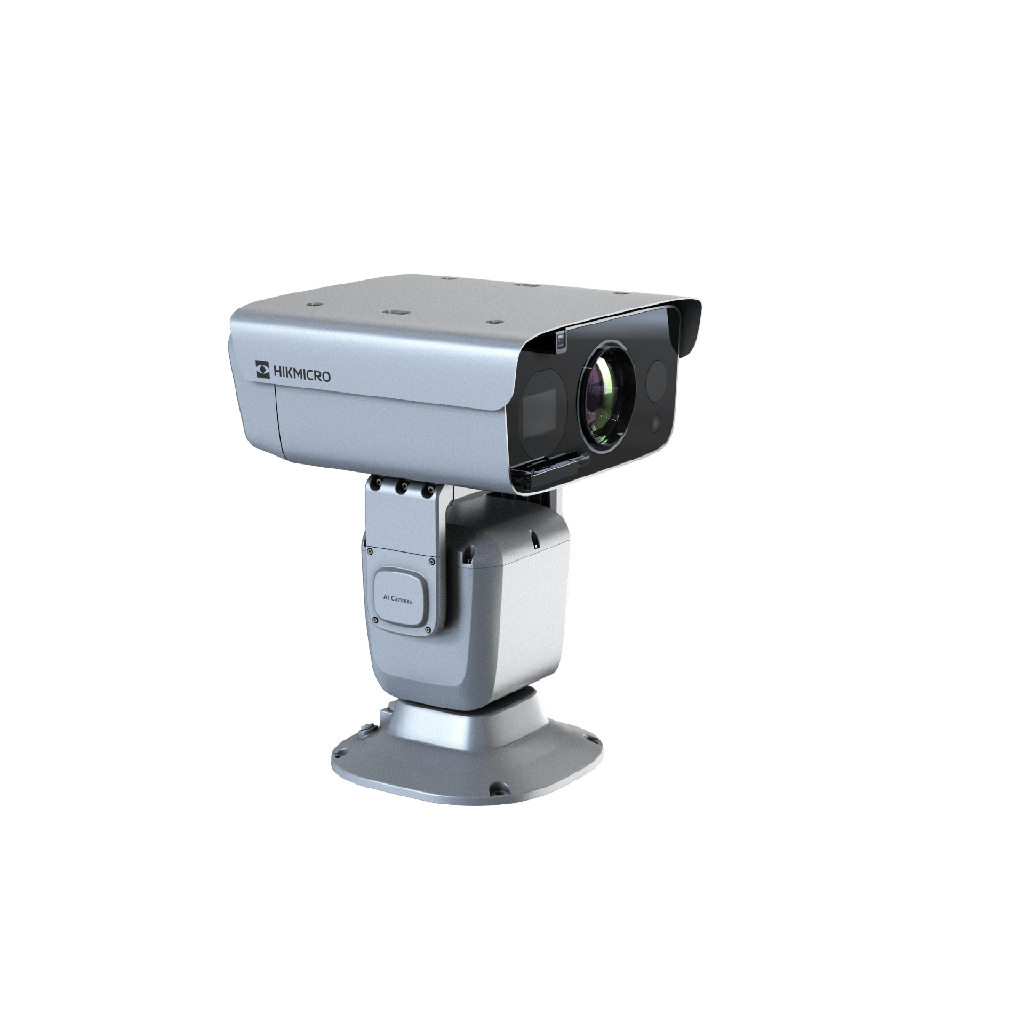 PTZ Punta de Poste IP Dual / Lente Termico 100 mm (640 X 512) / Lente Optico 56X Zoom (4 MP) / 800 mts IR Laser / 36 VCC / IP66 / Recubrimiento Anticorrosivo