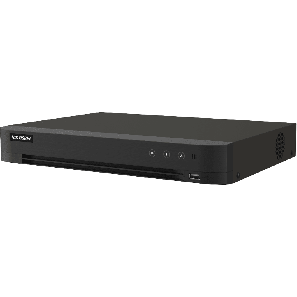 DVR 16 Canales TURBOHD + 16 Canales IP / 8 Megapixel (4K) / Audio Bidireccional / ACUSENSE / Audio Bidireccional / 1 Bahía de Disco Duro / Salida de Video en Full HD / H.265+ - HIKVISION IDS-7216HUHI-M1-T