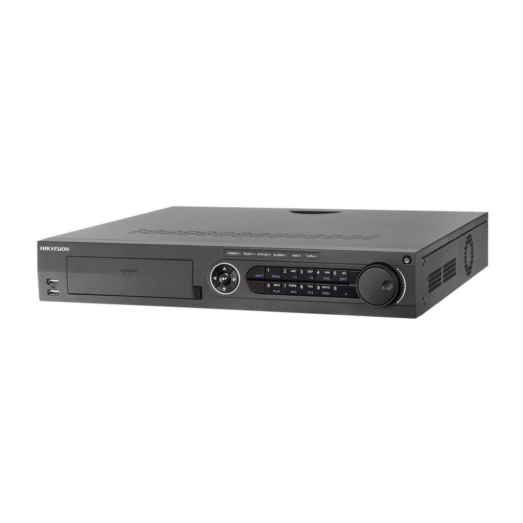 DVR 32 Canales TurboHD + 32 Canales IP / 8 Megapixel (4K) / 4 Bahías de Disco Duro / RAID 0,1,5,6,10 / POS / Acusense / 16 Entradas de Alarma - HIKVISION IDS-7332HUHI-M4-S(S)