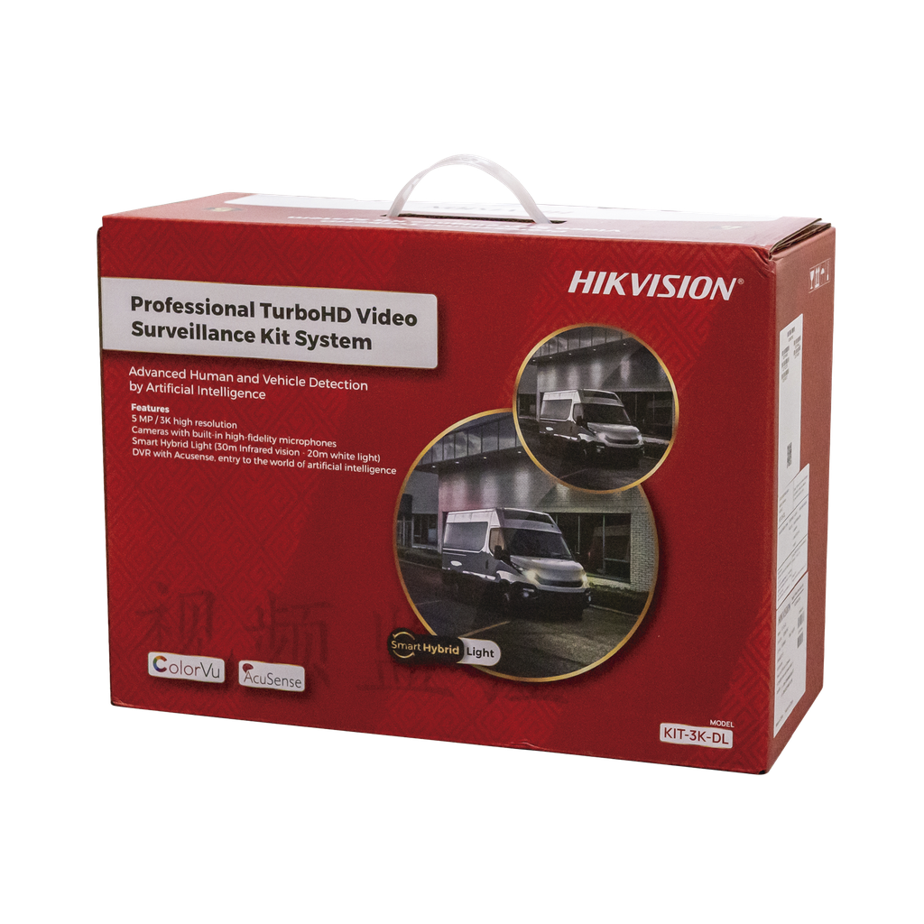 [KIT-3K-DL] [Dual Light] Kit TurboHD 3K (5 Megapixel) / DVR 4 Canales / 4 Cámaras Bala para Exterior y Metal / Micrófono Integrado / Accesorios de Interconexión / Fuente de Poder - HIKVISION KIT-3K-DL