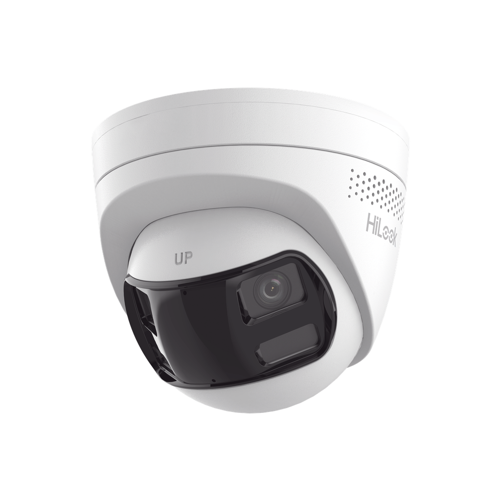 [Dual Light] Turret IP 8 Megapixel / Imagen Panorámica 180°/ PoE / Micrófono y Bocina Integrado / Exterior IP67 / Audio Bidireccional / Alarma Visual y Auditiva Integrada / Smart Supplement Light / Micro SD 512 GB - HiLook by HIKVISION IPC-T280HAD-LUF-SL