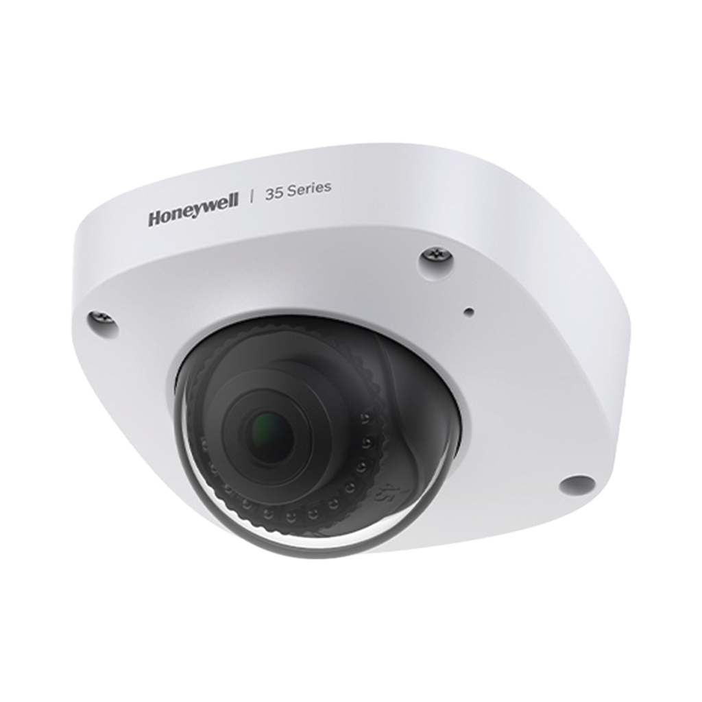 Mini Domo IP 5 Megapixel / Lente 2.8 mm / 30 mts IR / Ultra Baja Iluminación / NDAA / ONVIF / IP67 / IK10 / IA (Filtro de Humanos y Vehiculos) / Merodeo / Conteo de Personas / PoE / Audio y Alarmas I/O / Serie 35 / Honeywell Security - HONEYWELL HC35W25R3