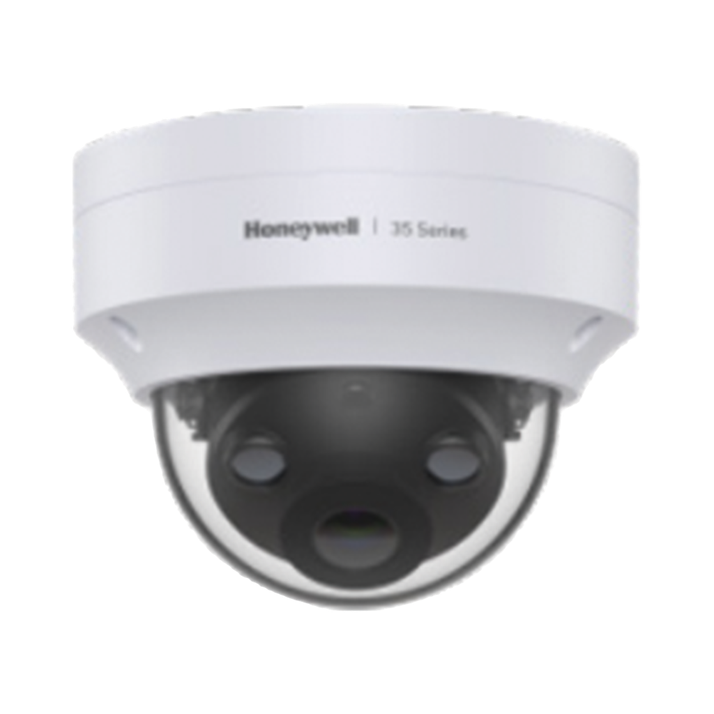 Domo IP 5 Megapíxeles / Lente 2.8 mm / 40 mts IR / Ultra Baja Iluminación / NDAA / ONVIF / IP67 / IK10 / IA (Filtro de Humanos y Vehiculos) / Conteo de Personas / Merodeo / H.265 / PoE / Alarmas I/O / Serie 35 / Honeywell Security - HONEYWELL HC35W45R3