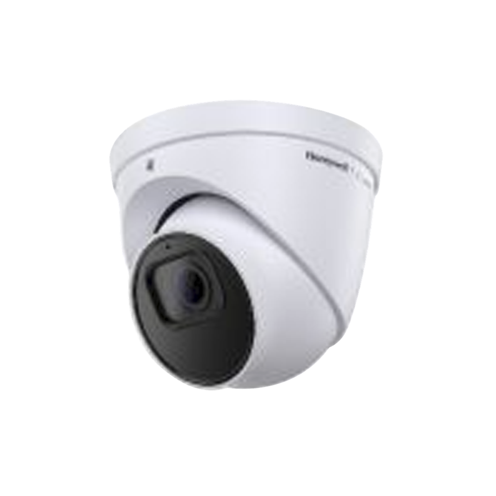 Turret IP 5 Megapixel / Lente 2.8 mm / 40 mts IR / Ultra Baja Iluminacion / NDAA / ONVIF / Exterior IP67 / H.265 / IA (Filtro de Humanos y Vehiculos) / Merodeo / Conteo de Personas / PoE / Audio y Alarmas I/O / Serie 35 / Honeywell Security