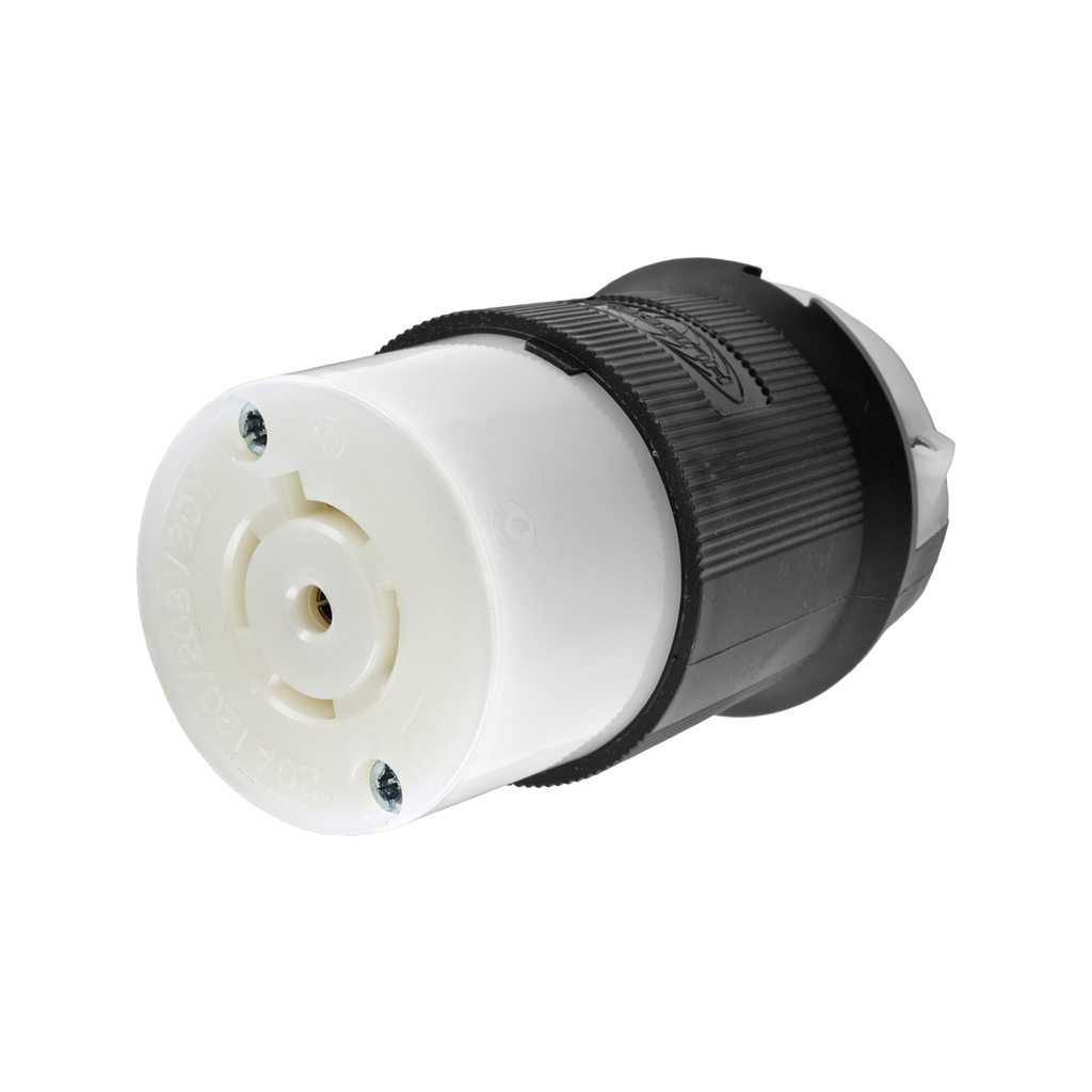 Conector Industrial con Bloqueo de Media Vuelta / 20 A 120/208 V CA / 4 Polos 5 Hilos / Color Blanco y Negro / Nema L21-20R/ Grado Industrial. - HUBBELL HUB-HBL-2513