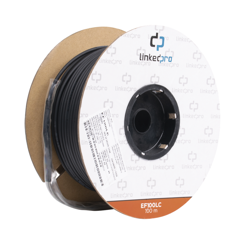 Carrete de Fibra Óptica Monomodo con Conectores LC-LC Duplex, Reforzada con Kevlar, de 100 Metros (328.08 Pies), Para Instalaciones Subterráneas por Tubería - LINKEDPRO BY EPCOM EF-100-LC