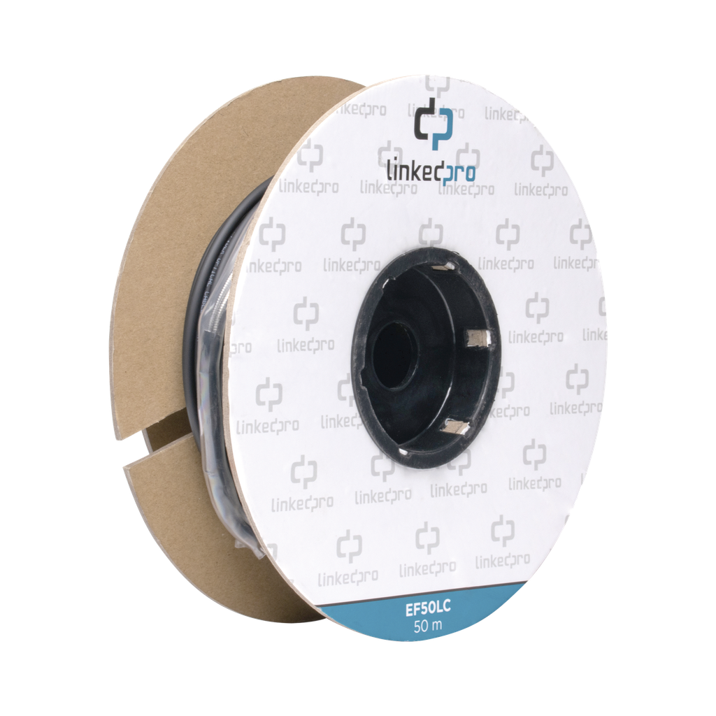 Carrete de Fibra Óptica Monomodo con Conectores LC-LC Duplex, Reforzada con Kevlar, de 50 Metros (164.04 Pies), Para Instalaciones Subterráneas por Tubería - LINKEDPRO BY EPCOM EF-50-LC
