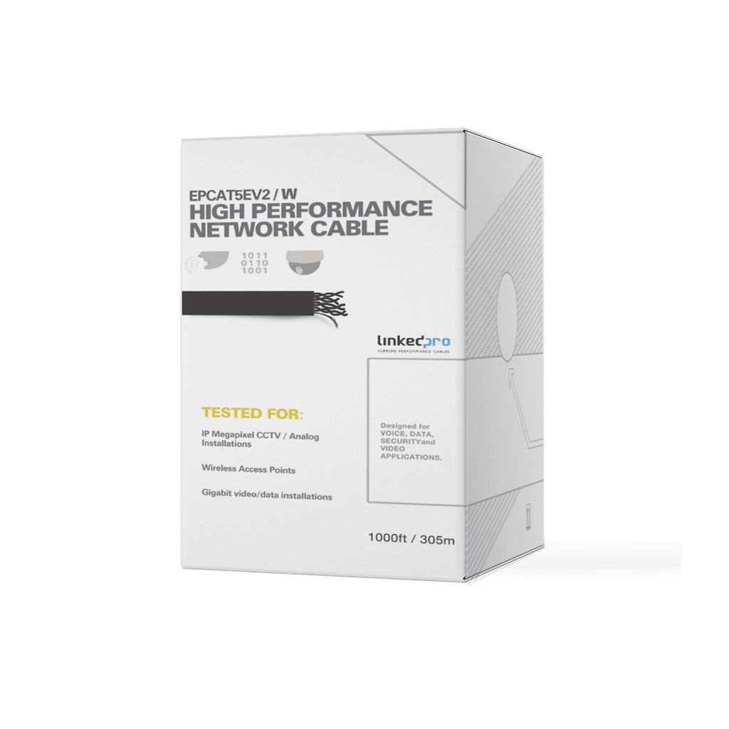 Bobina de 305 Metros (1000 Pies) Cat5e, Aleacion de Cobre y Aluminio (CCA) Color Blanco, Uso Interior