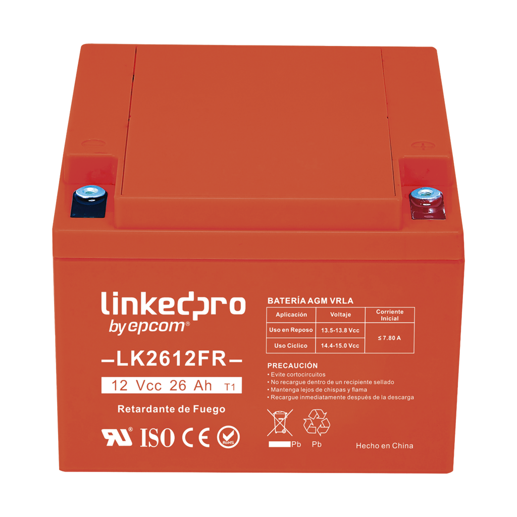 Batería 12 V 26 Ah UL Tecnología Agm-vrla Vida Útil Promedio de 5 Años Retardante - LINKEDPRO BY EPCOM LK2612FR