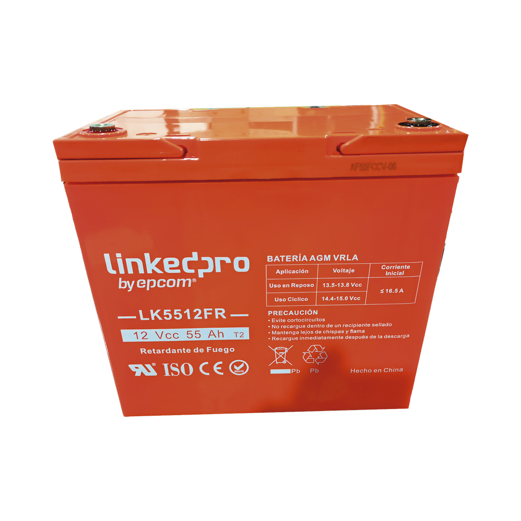 [LK5512FR] Batería 12 V 55 Ah UL Tecnología Agm-vrla Vida Útil Promedio de 5 Años Retardo a L - LINKEDPRO BY EPCOM LK5512FR