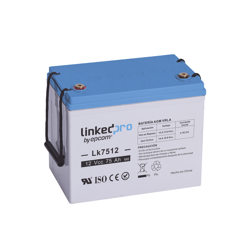 Bateria 12 Vcc / 75 Ah / UL / Tecnologia AGM-VRLA / Vida util promedio de 5 aÒos / Para uso en equipo electronico / Sistemas de emergencia y aplicaciones fotovoltaicas Terminales T3