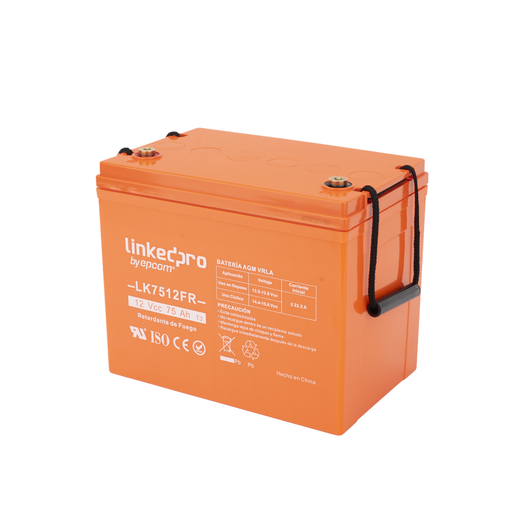 Batería 12 V 75 Ah UL Tecnología Agm-vrla Vida Útil Promedio de 5 Años Retardo a L - LINKEDPRO BY EPCOM LK7512FR