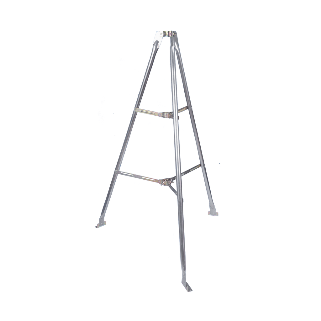 Montaje de tripie para exterior, altura total del tripie 1.52 m. Compatible con mastiles de hasta 3 m de largo 1  1/4 a 2" de diametro