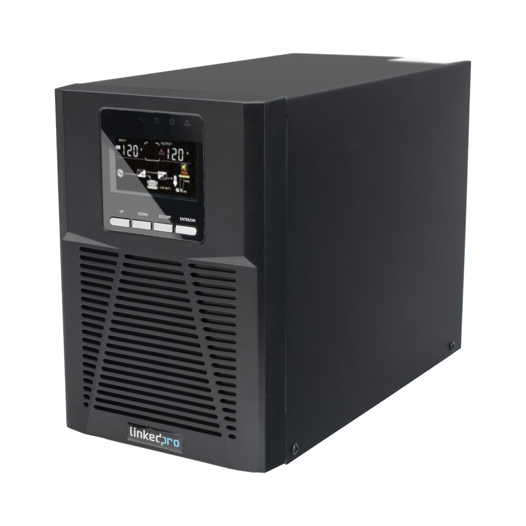 [LP1KOLT] UPS 1000VA/900W Online Doble Conversión /Pantalla LCD / 3 tomas 5-15R / Regulación de Voltaje / Protección RJ45 - LINKEDPRO BY EPCOM LP1KOLT