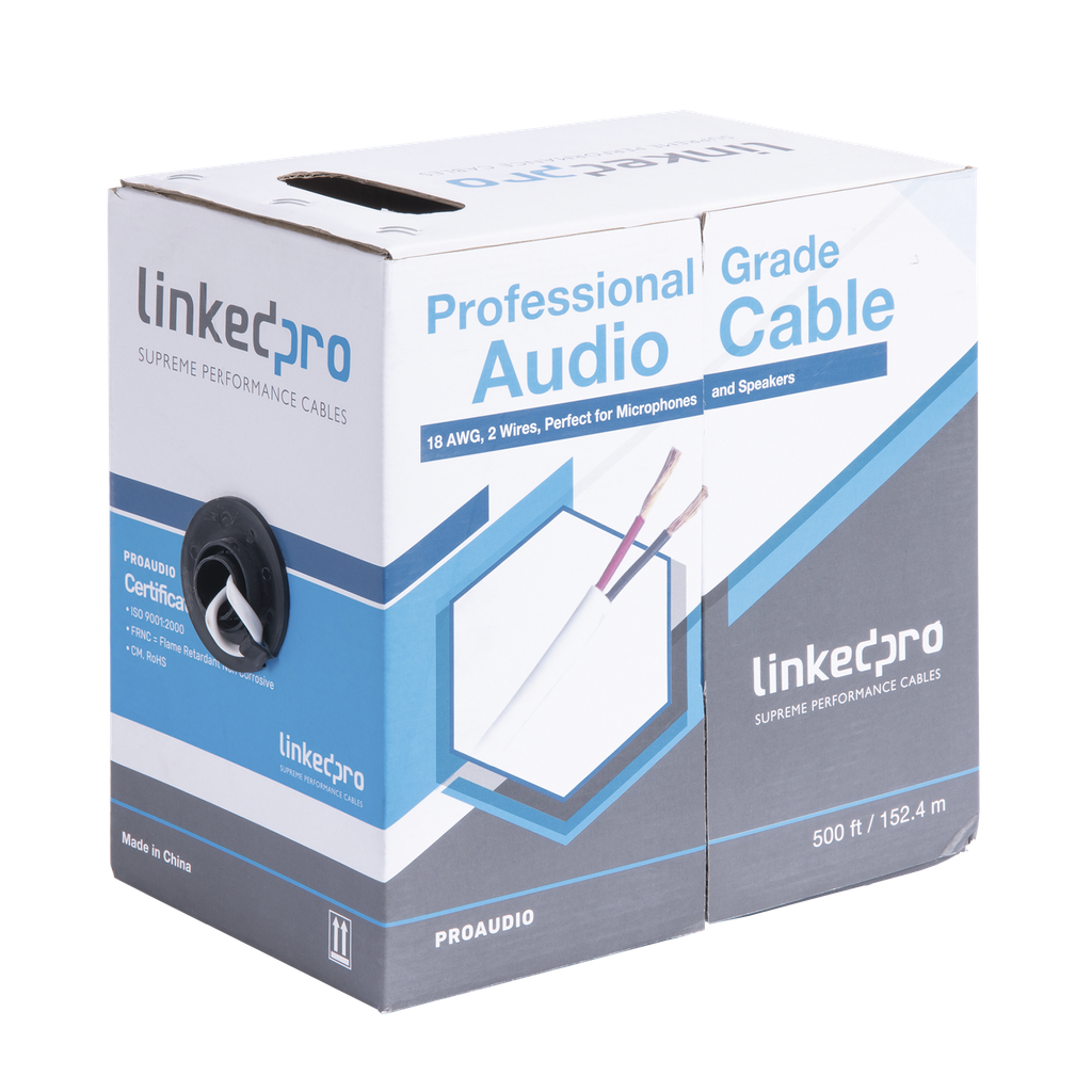 Cable para Audio Profesional de 2 Conductores Calibre 18 para Aplicaciones de Audio y Automatización Bobina de 152 Metros (500 Pies) - LINKEDPRO BY EPCOM PRO-AUDIO