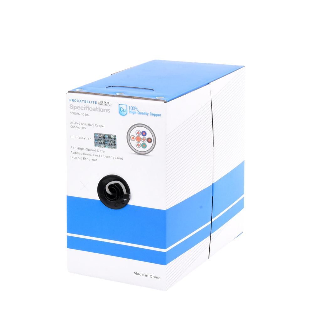 Bobina de Cable de 305 Metros (1000 Pies), Cat5e, 24 AWG, Color Gris, UL, para Aplicaciones en Videovigilancia, Redes de Datos. Uso Interior - LINKEDPRO BY EPCOM PRO-CAT-5E-LITE