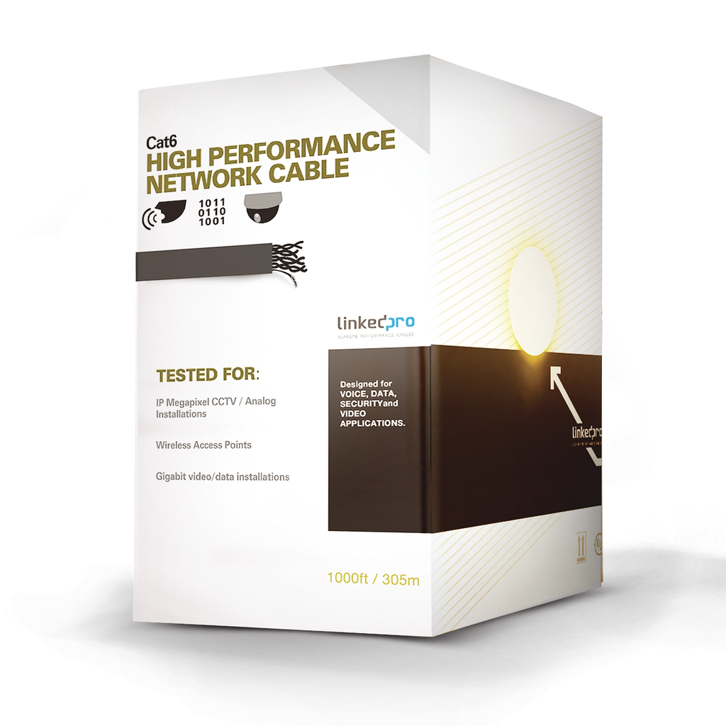 Bobina de Cable de 305 Metros (1000 Pies) Cat6 Aleación de Cobre y Aluminio (CCA), Color Azul Versión Económica. Uso en Interior. - LINKEDPRO BY EPCOM PRO-CAT-6