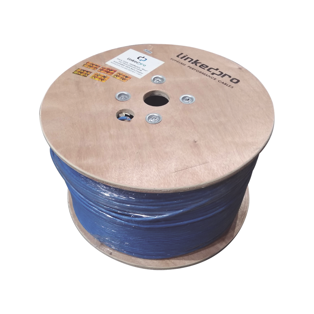 Bobina de 1000 Metros (3280.84 Pies) Cable Cat6+ Calibre 23 Alto Desempeño, ETL, UL, Color Azul, Super Flexible, de 1000 Metros (3280.84 Pies), para Aplicaciones de CCTV, Video HD, y Redes de Datos - LINKEDPRO BY EPCOM PRO-CAT-6-PLUS-1000M