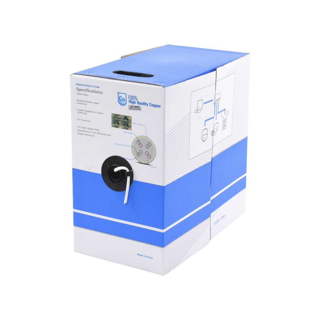 Bobina de Cable UTP Cat5e para Exterior en Color Blanco / 305 Metros (1000 Pies) / Certificada UL / Sin Blindaje - LINKEDPRO BY EPCOM PRO-CAT5-EXT-LITEW