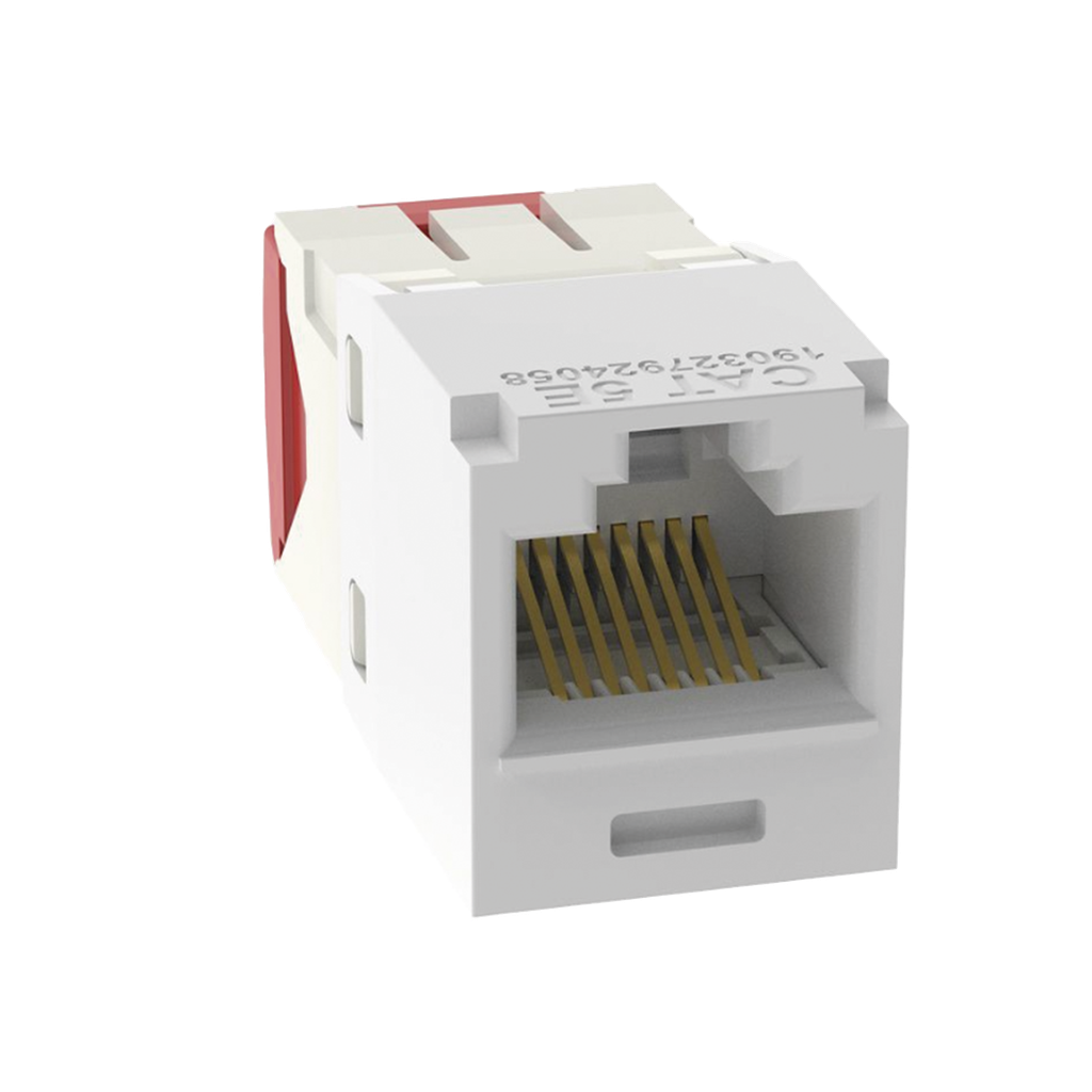 Conector Jack RJ45 Estilo TG, Mini-Com, Categoria 5e, de 8 Posiciones y 8 Cables, Color Blanco