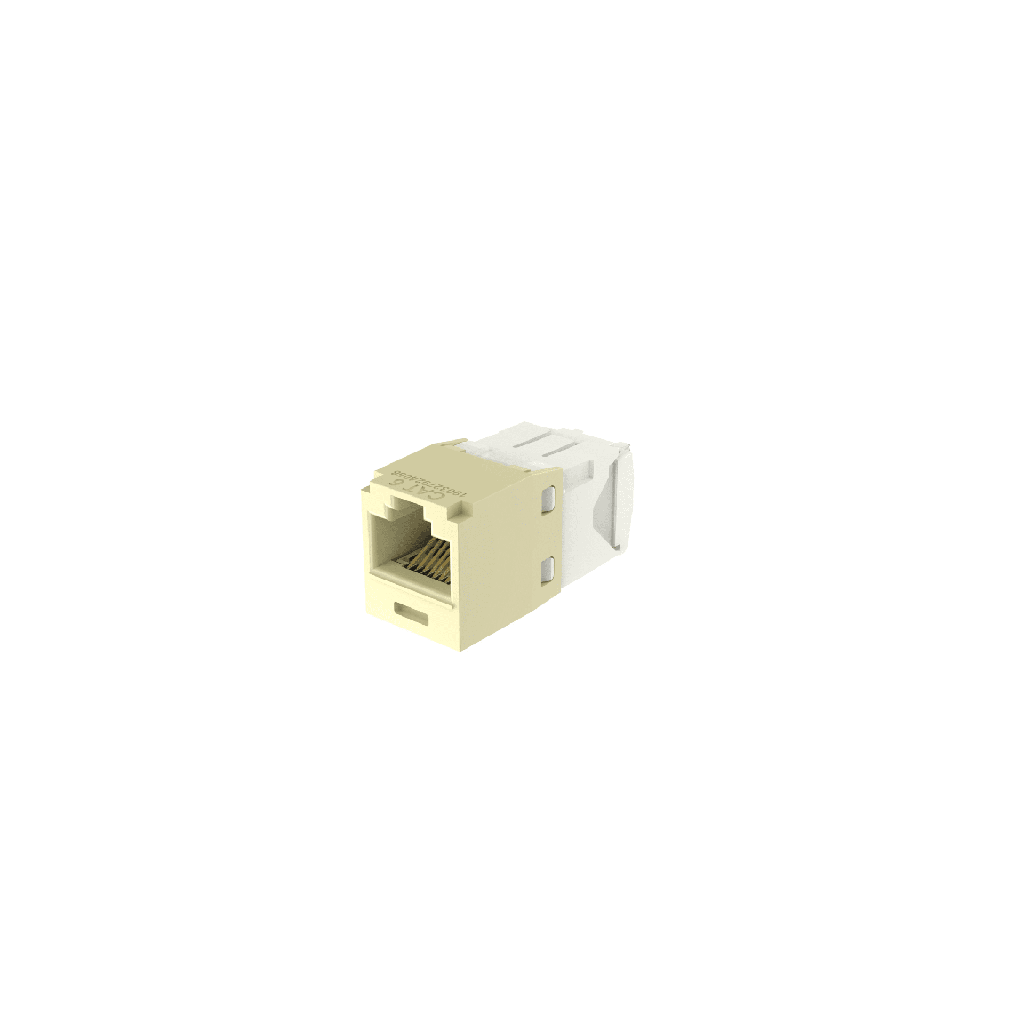 Conector Jack RJ45 Estilo TG, Mini-Com, Categoria 6, de 8 Posiciones y 8 Cables, Color Marfil