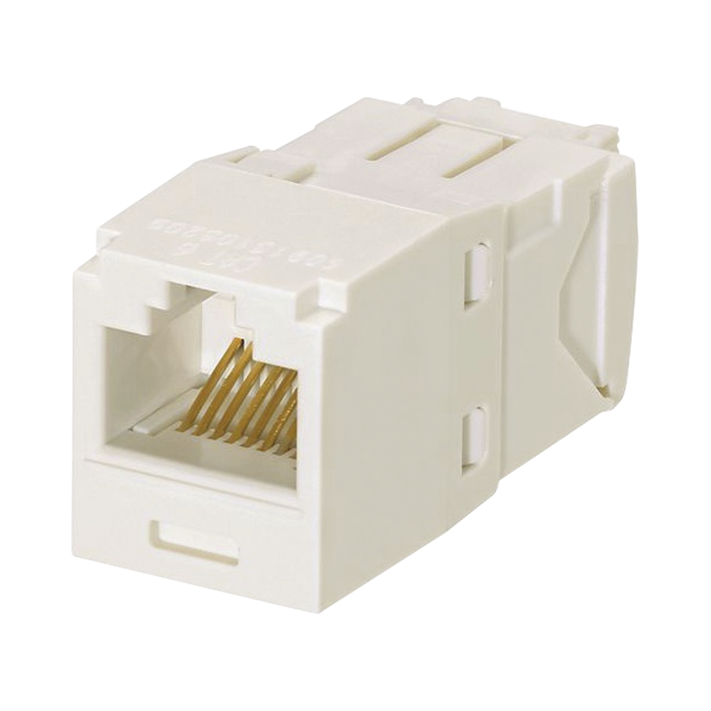 Conector Jack RJ45 Estilo TG, Mini-Com, Categoria 6, de 8 Posiciones y 8 Cables, Color Blanco Mate