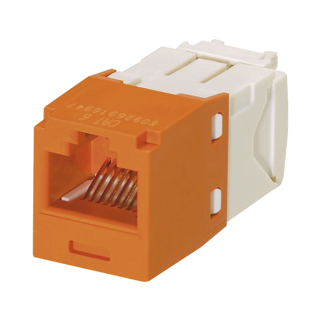 Conector Jack RJ45 Estilo TG, Mini-Com, Categoria 6, de 8 Posiciones y 8 Cables, Color Naranja