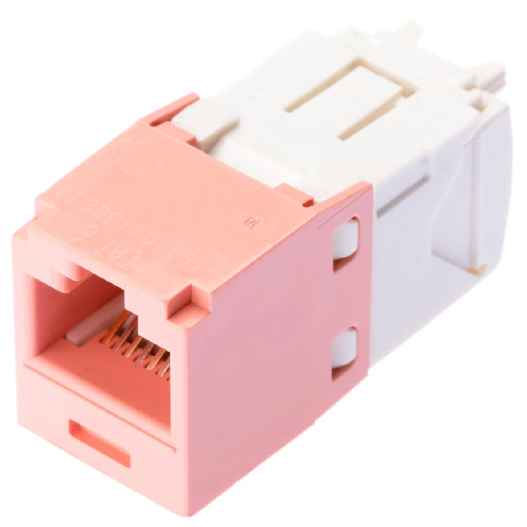Conector Jack RJ45 Estilo TG, Mini-Com, Categoria 6, de 8 Posiciones y 8 Cables, Color Rosa