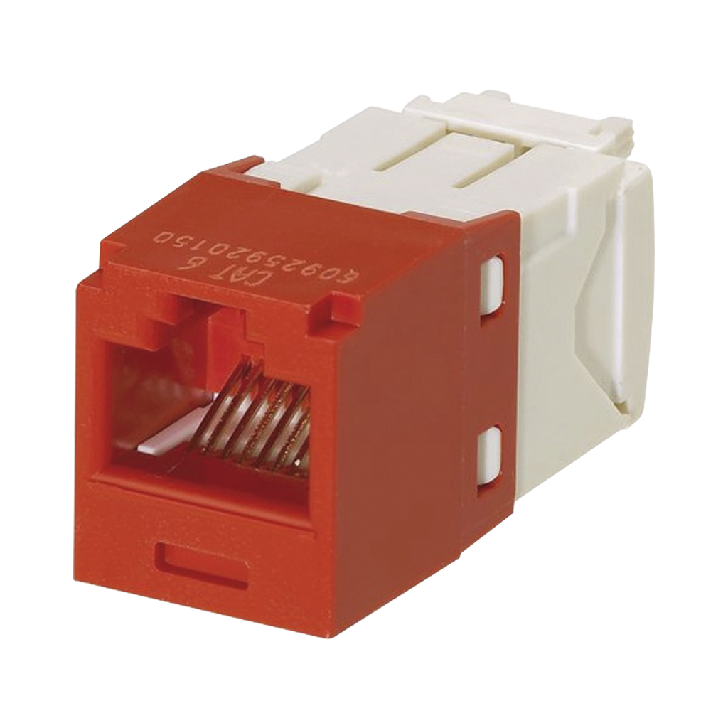 Conector Jack RJ45 Estilo TG, Mini-Com, Categoría 6, de 8 Posiciones y 8 Cables, Color Rojo - PANDUIT CJ688TGRD