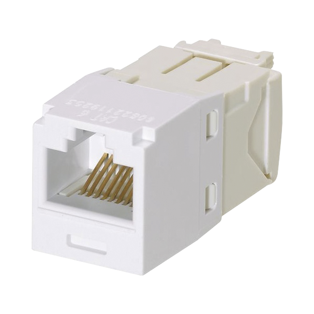 Conector Jack RJ45 Estilo TG, Mini-Com, Categoria 6, de 8 Posiciones y 8 Cables, Color Blanco
