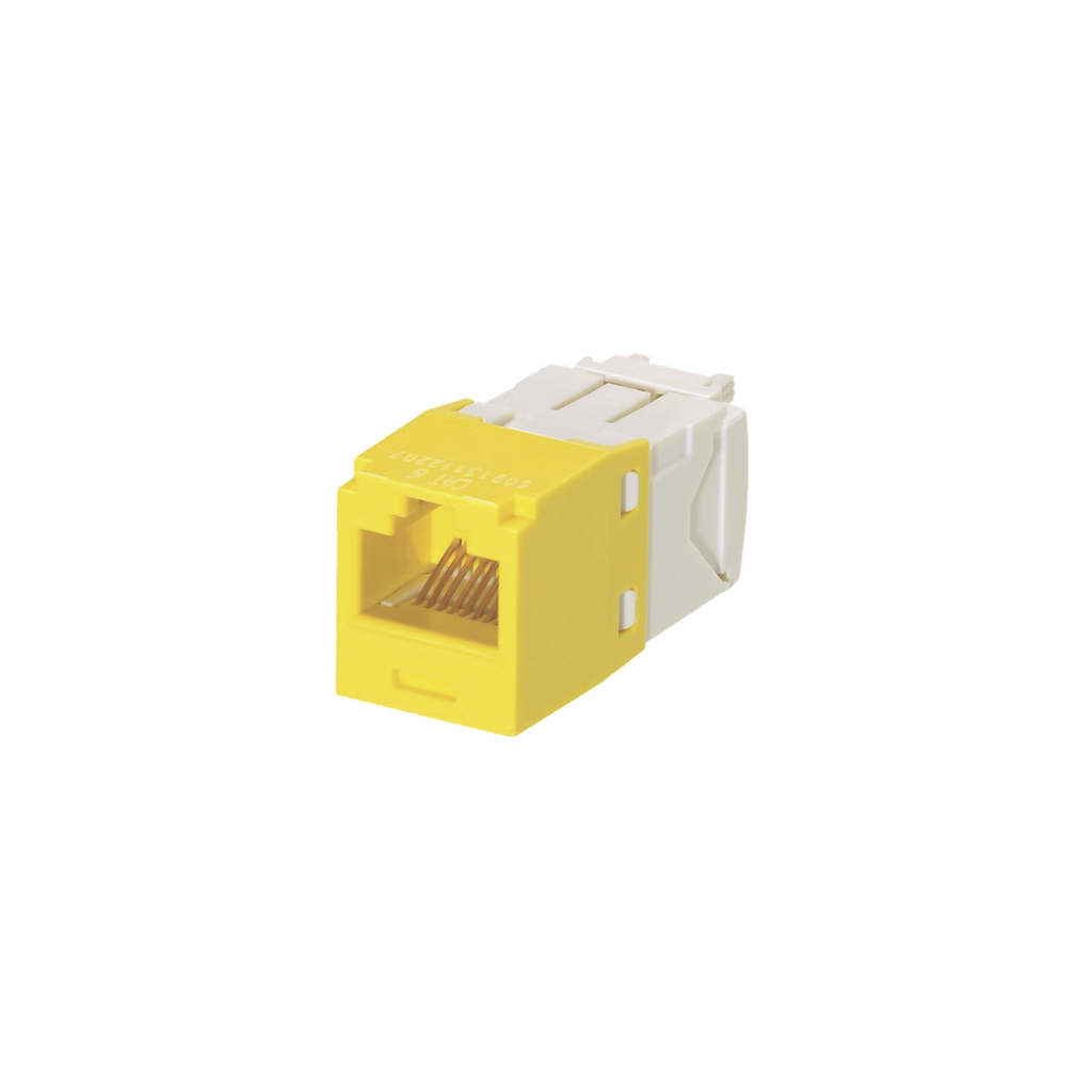 Conector Jack RJ45 Estilo TG, Mini-Com, Categoria 6, de 8 Posiciones y 8 Cables, Color Amarillo