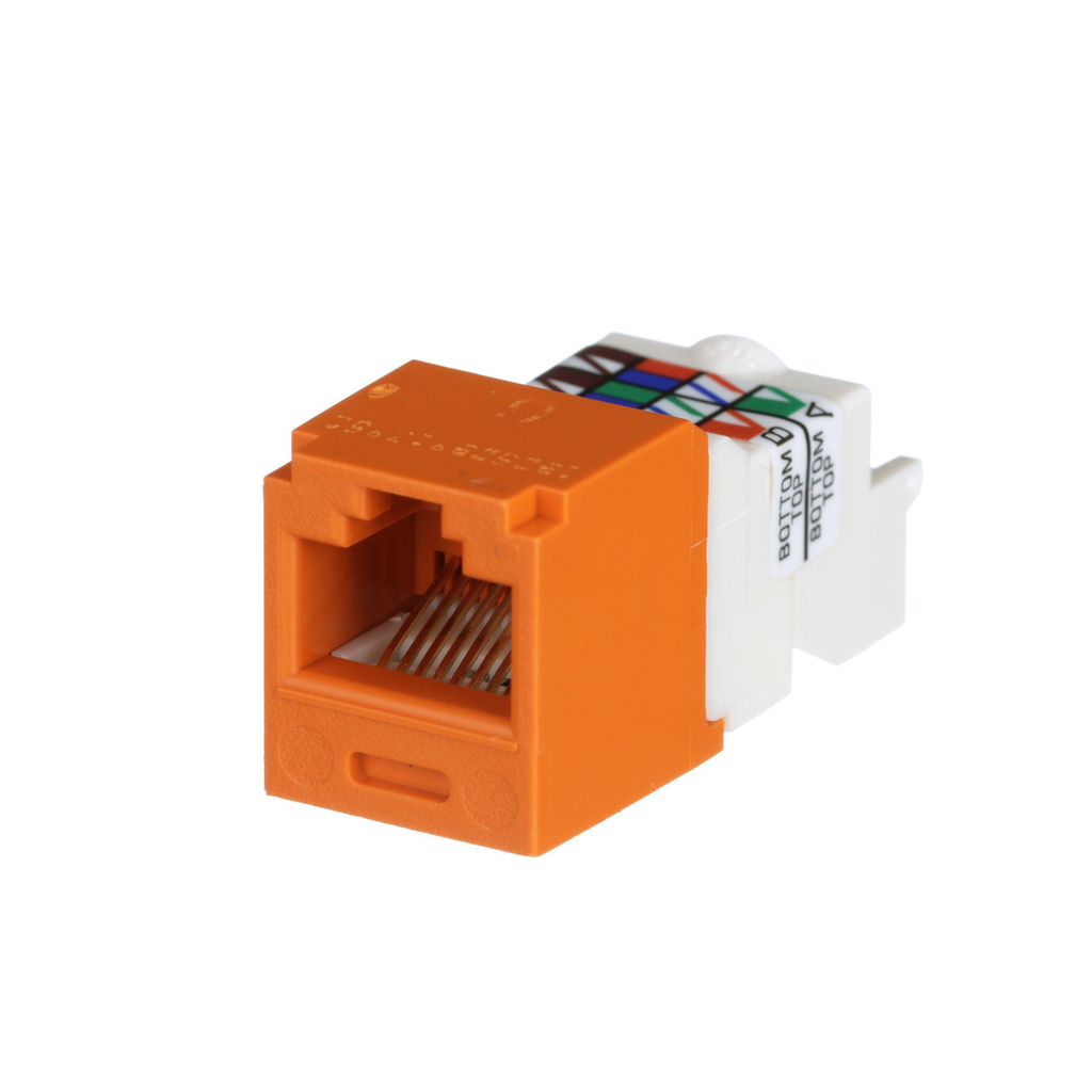 Conector Jack RJ45 Estilo TP, Mini-Com, Categoria 6, de 8 Posiciones y 8 Cables, Color Naranja