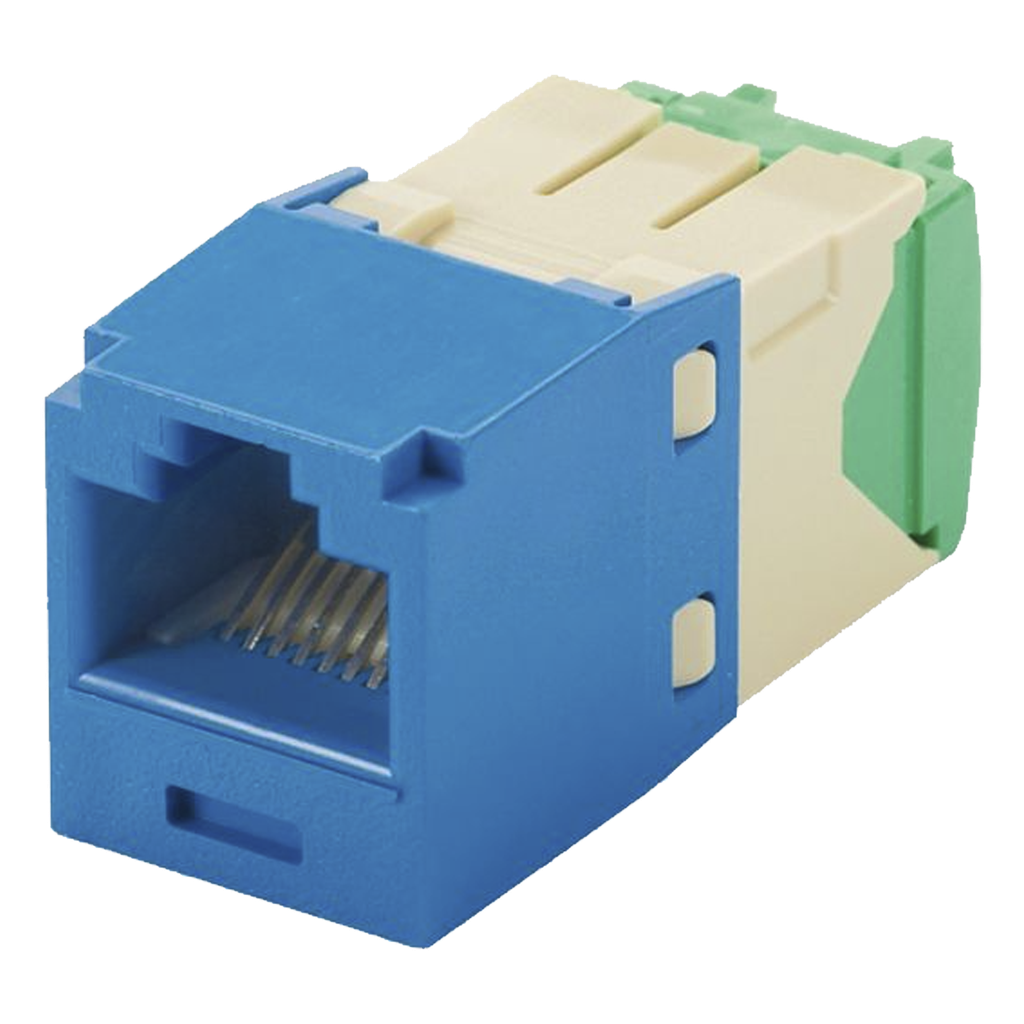 Conector Jack RJ45 Estilo TG, Mini-Com, Categoría 6, de 8 Posiciones y 8 Cables de Calibre 28/30 AWG, Color Azul - PANDUIT CJT688TGBU